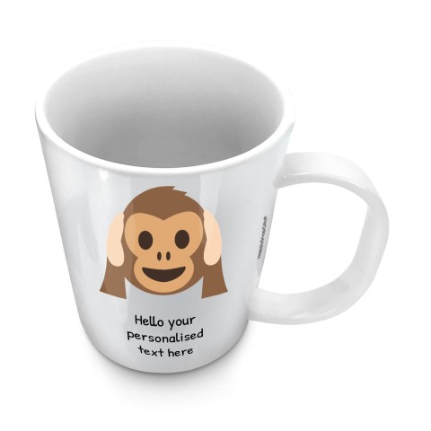 (11oz White) - Hear no Evil Monkey (Optional Personalised Gift Text)