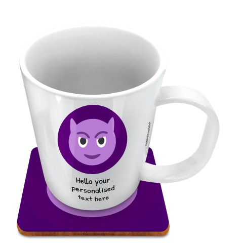 (11oz White) - Purple Devil (Optional Personalised Gift Text) with 1 matching Square Coaster