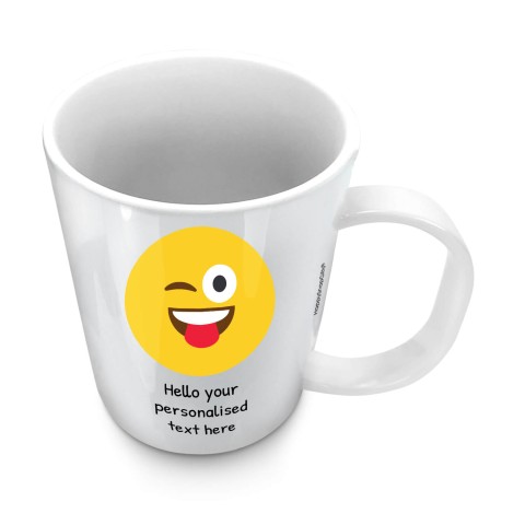 Personalised Face Emoji Mug Wink Add Your Name 