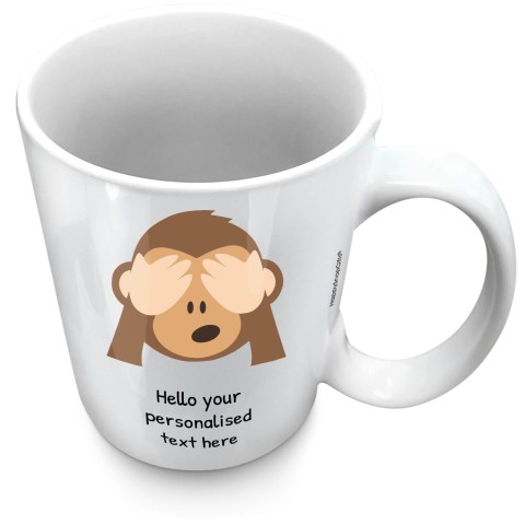 (XL 15oz White) - See no Evil Monkey (Optional Personalised Gift Text)