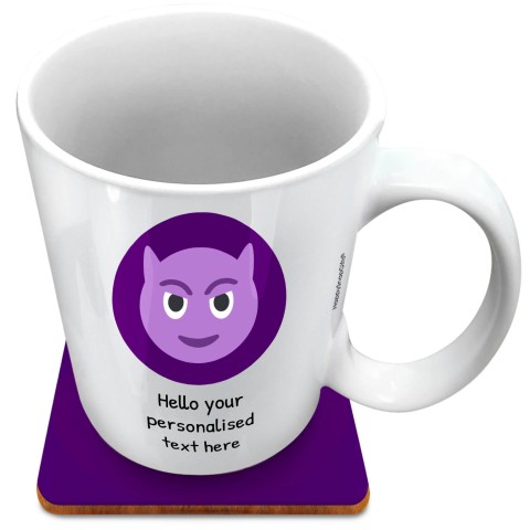(XL 15oz White) - Purple Devil (Optional Personalised Gift Text) with 1 matching Square Coaster