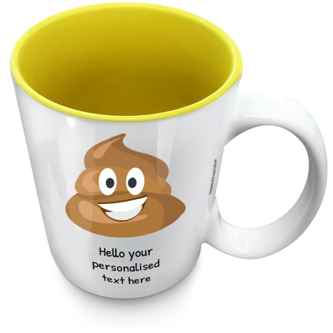 (XL 15oz Yellow) - Happy Poo (Optional Personalised Gift Text)