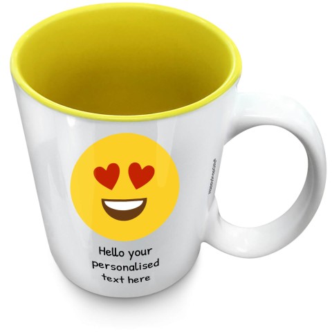 (XL 15oz Yellow) - Love Heart Eyes (Optional Personalised Gift Text)