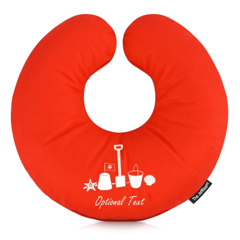 (30cm) (Bucket & Spade Icon) Red Soft Velvet Polyester Fabric