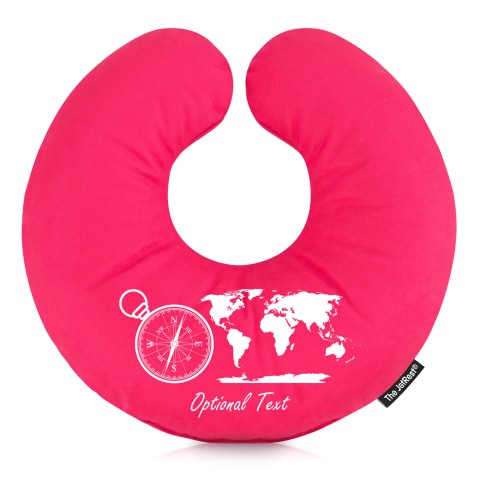 (30cm) (Globe and Compass Icon) Fuchsia Pink Soft Velvet Polyester Fabric