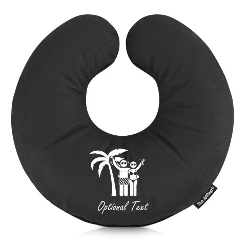 (30cm) Man & Lady Cheers Design Black Soft Velvet Polyester Fabric (Optional Personalised Gift Text)