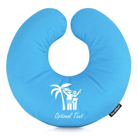 (30cm) Man & Lady Cheers Design Sky Blue Soft Velvet Polyester Fabric (Optional Personalised Gift Text)