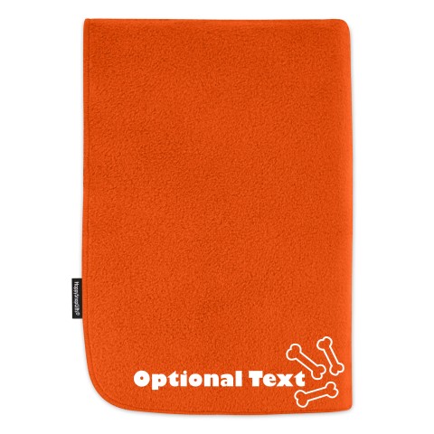 (100cm x 140cm) with Dog Bone Icon - Orange Fleece Fabric (Personalised with Text)