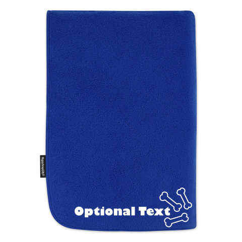 (100cm x 70cm) with Dog Paws Icon - Royal Blue Fleece Fabric (Personalised with Text)