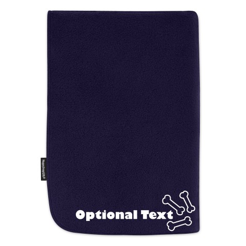 (70cm x 70cm) with Dog Paws Icon - Navy Blue Fleece Fabric (Personalised with Text)
