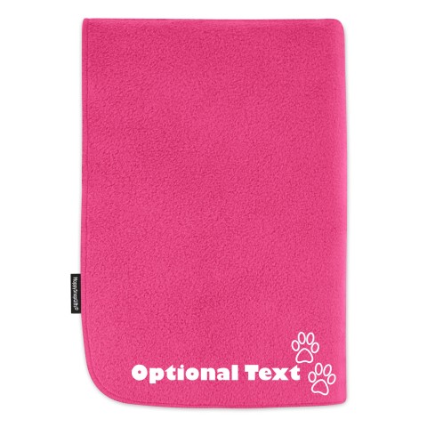 (70cm x 70cm) with Dog Paws Icon - Fuchsia Pink Fleece Fabric (Personalised with Text)