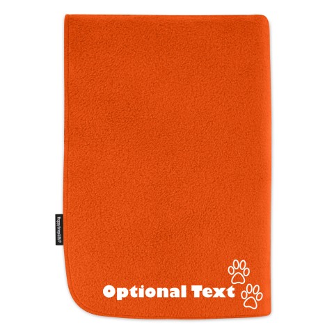 (70cm x 70cm) with Dog Paws Icon - Orange Fleece Fabric (Personalised with Text)