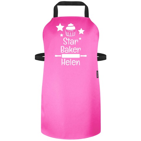 (90cm x 70cm) with Star Baker Icon - Bubblegum Pink Cotton Fabric (Personalised with Text) - Standard 25mm x 750mm