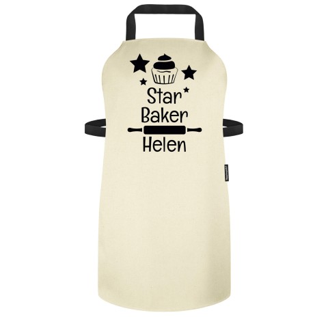 (70cm x 55cm) with Star Baker Icon - Natural Organic Cotton (Personalised with Text) - Standard 25mm x 750mm