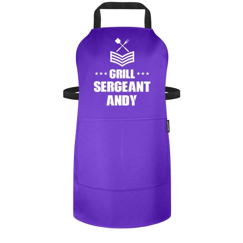 (70cm x 55cm) - Purple Polycotton Fabric Adjustable Neck Fastening (Personalised with Name) and Matching Fabric Pocket