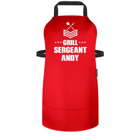 (70cm x 55cm) - Red Polycotton Fabric (Personalised with Name) and Matching Fabric Pocket
