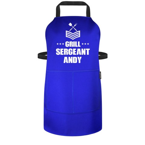 (70cm x 55cm) - Royal Blue Polycotton Fabric Adjustable Neck Fastening (Personalised with Name) and Matching Fabric Pocket