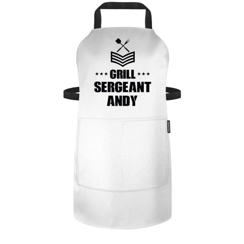 (70cm x 55cm) - White Polycotton Fabric (Personalised with Name) and Matching Fabric Pocket