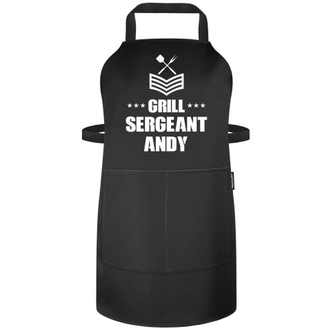 (90cm x 70cm) - Black Polycotton Fabric Adjustable Neck Fastening (Personalised with Name) and Matching Fabric Pocket