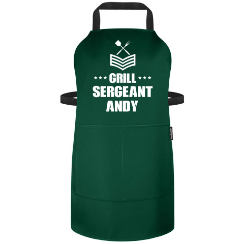 (90cm x 70cm) - Dark Green Polycotton Fabric Adjustable Neck Fastening (Personalised with Name) and Matching Fabric Pocket
