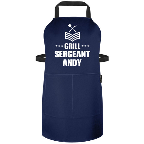 (90cm x 70cm) - Navy Blue Polycotton Fabric Adjustable Neck Fastening (Personalised with Name) and Matching Fabric Pocket