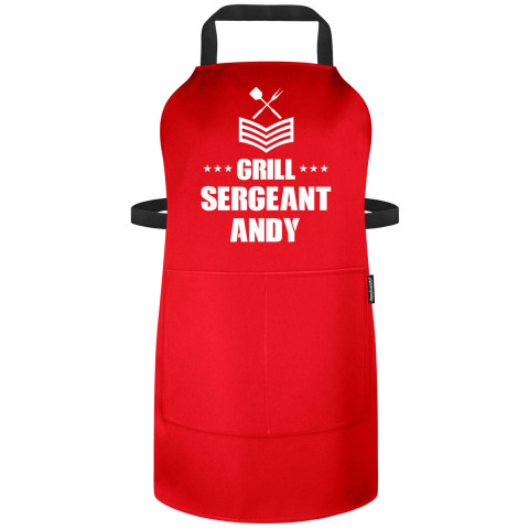 (90cm x 70cm) - Red Polycotton Fabric (Personalised with Name) and Matching Fabric Pocket