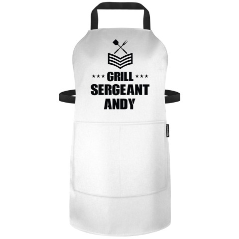 (90cm x 70cm) - White Polycotton Fabric Adjustable Neck Fastening (Personalised with Name) and Matching Fabric Pocket