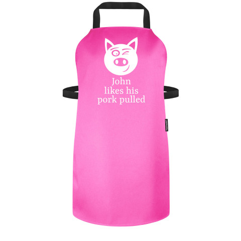 (70cm x 55cm) with Pulled Pork Icon - Bubblegum Pink Cotton Fabric Adjustable Neck Fastening (Personalised with Name)