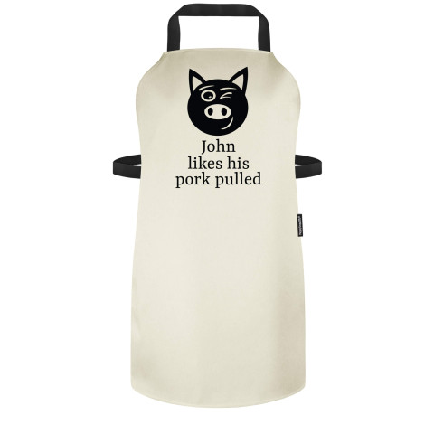 (70cm x 55cm) with Pulled Pork Icon - Natural Cotton Fabric (Personalised with Name)