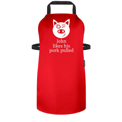 (70cm x 55cm) with Pulled Pork Icon - Red Polycotton Fabric (Personalised with Name)