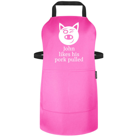(90cm x 70cm) with Pulled Pork Icon - Bubblegum Pink Cotton Fabric (Personalised with Name) and Matching Fabric Pocket