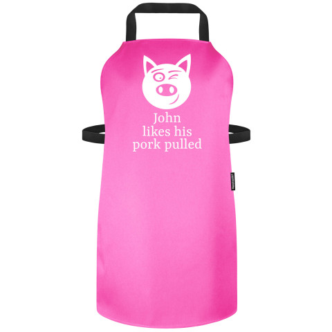 (90cm x 70cm) with Pulled Pork Icon - Bubblegum Pink Cotton Fabric Adjustable Neck Fastening (Personalised with Name)