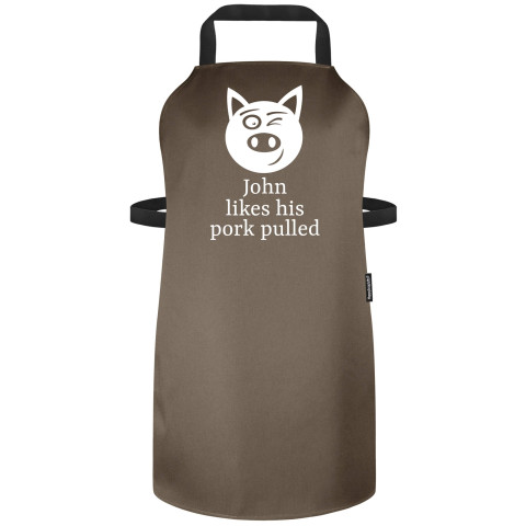 (90cm x 70cm) with Pulled Pork Icon - Chocolate Luxury Cotton Fabric Adjustable Neck Fastening (Personalised with Name)