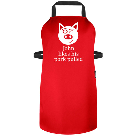 (90cm x 70cm) with Pulled Pork Icon - Red Polycotton Fabric (Personalised with Name)