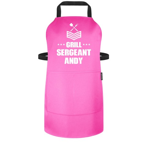 (70cm x 55cm) - Bubblegum Pink Cotton Fabric Adjustable Neck Fastening (Personalised with Name) and Matching Fabric Pocket