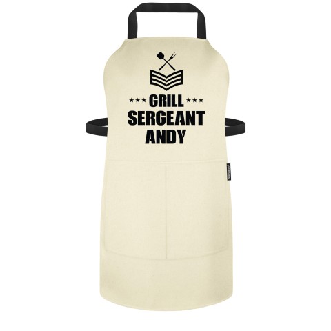 (70cm x 55cm) - Natural Organic Cotton Adjustable Neck Fastening (Personalised with Name) and Matching Fabric Pocket