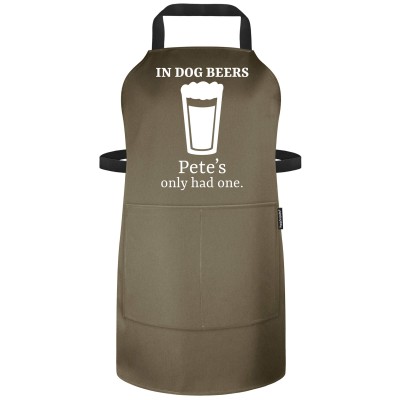 Funny Personalised Apron In Dog Beers Cotton Fabric Personalised with Text