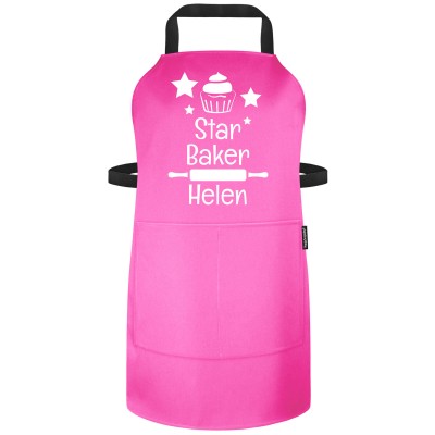 Star Baker Apron Bubblegum personalised with Text