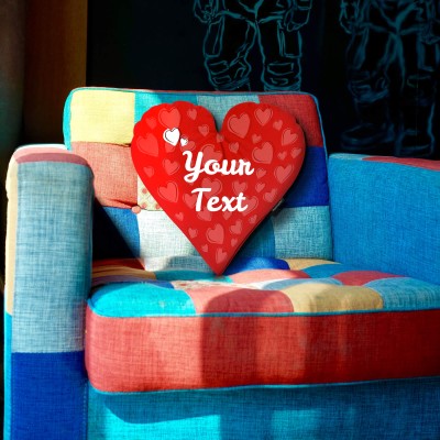 Personalised Love Heart Cushion with Your Personalised Text