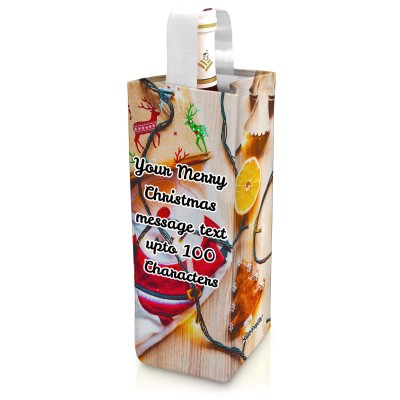 Christmas Wine Gift Bag with Personalised Text