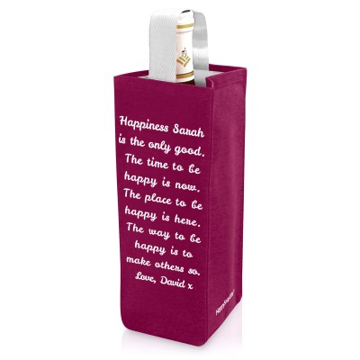 Personalised Wine Bottle Bag Regular Mock Suede Polyester Fabric Personalised with Text
