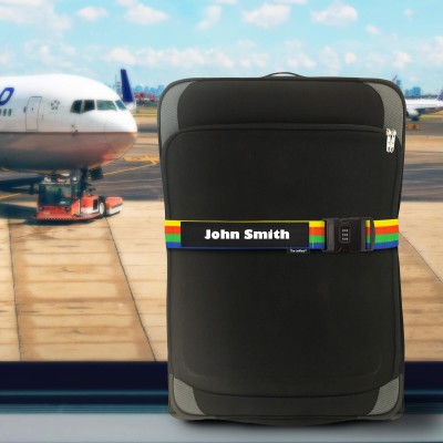 Personalised Combination Luggage Strap 4 Pack from The JetRest Shown on Suit Case