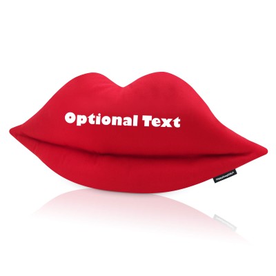 Personalised Lip-Cushion 70cm Red-Cotton-Fabric Personalised with Text from HappySnapGifts