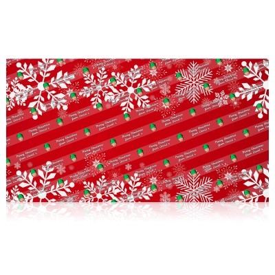 Personalised Photo Christmas Wrapping Paper Snowflakes Red