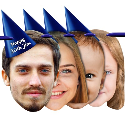 Personalised Photo Face Mask Bunting with Birthday Hat from HappySnapGifts®