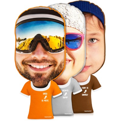 Personalised Skiing Face Cushion from HappySnapGifts®