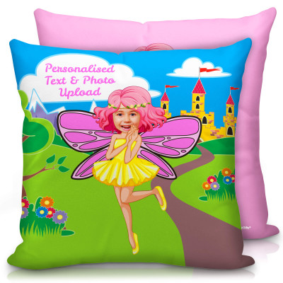 Personalised Kids Fairy Photo Face Cushion