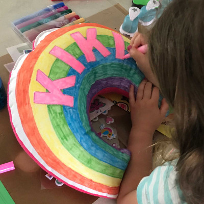 Personalised Colouring Rainbow Cushion - Colouring in