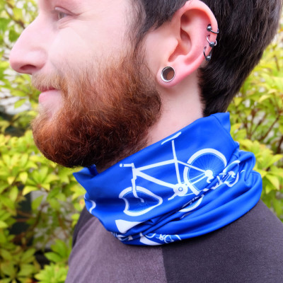 Face Covering - Personalised Snood Gaiter with Sporting Icon Design in Royal Blue