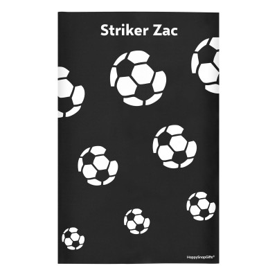 Regular (38cm x 25cm) (Football Icon) Black - Stretch Polyester (Personalised with Text)